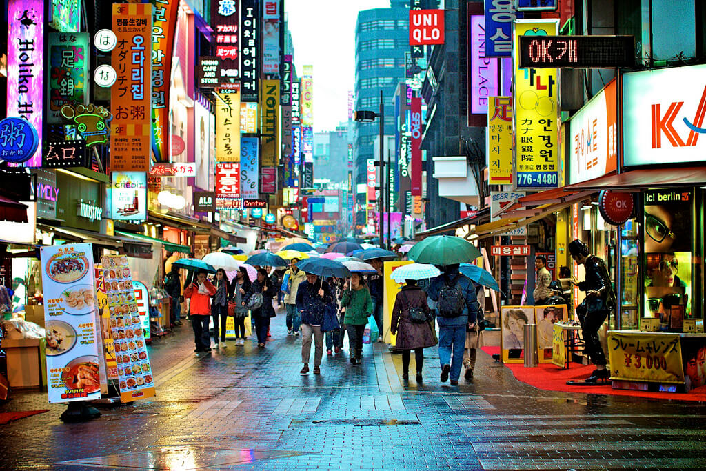 Район Myeongdong в Сеуле